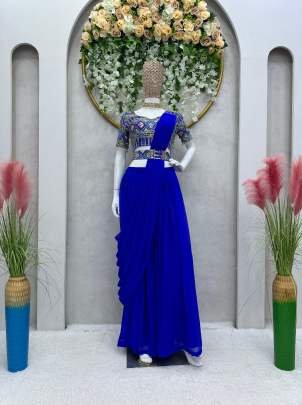 Latest Heavy Blue Georgette Indo Western Style  Palazzo Suit