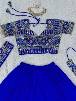 Latest Heavy Blue Georgette Indo Western Style  Palazzo Suit