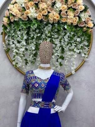 Latest Heavy Blue Georgette Indo Western Style  Palazzo Suit