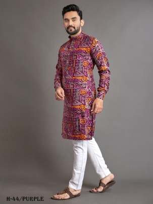 Latest Indian Wear Cotton Magenta Men Kurta With Pajama