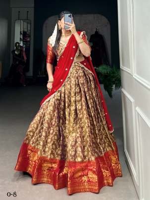 Latest Red Jacquard Silk Lehenga With Georgette Dupatta