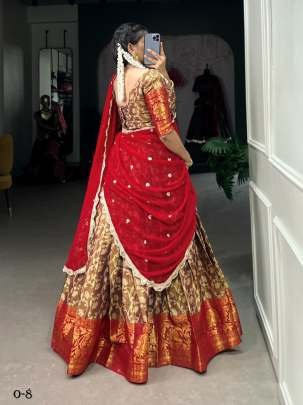 Latest Red Jacquard Silk Lehenga With Georgette Dupatta