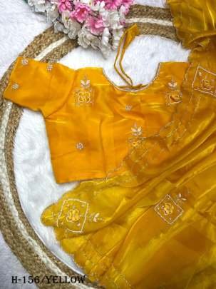 Latest Jimmy Choo Yellow Saree with Khatli Cut Work
