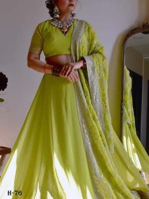 Latest Launch Luxurious Georgatte  Neon Lehenga Choli and Dupatta