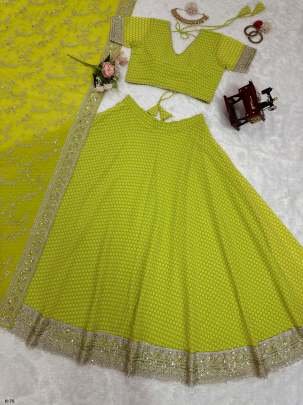 Latest Launch Luxurious Georgatte  Neon Lehenga Choli and Dupatta