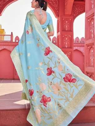 Latest Launch Luxurious Sky Blue Cotton Saree
