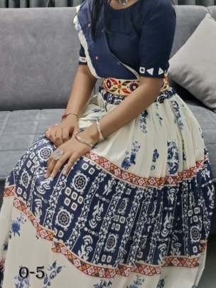 Latest Launching Digital Print Muslin Cotton Blue Lehenga Choli