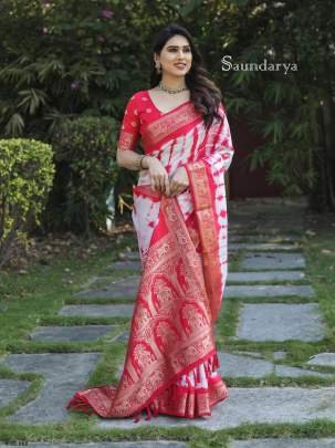 Latest Luxurious Red Dola Silk Saree With Shibori Printed Work
