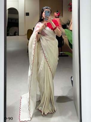 Latest Manipuri Tussar White Saree