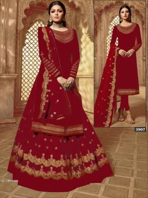 Latest Maroon color Designer embroidery work party Wear Anarkali Suit