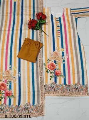 Latest Muslin White Color Kurti Pant With Dupatta