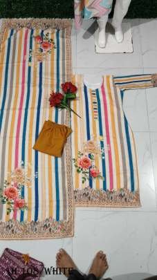 Latest Muslin White Color Kurti Pant With Dupatta