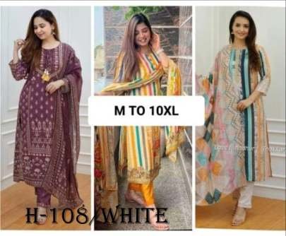 Latest Muslin White Color Kurti Pant With Dupatta