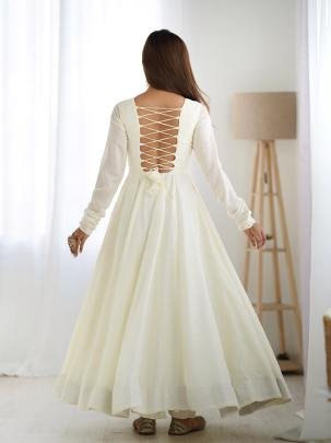 Latest Out Fit Vichitra Silk Anarkali Gown With Duppat Set