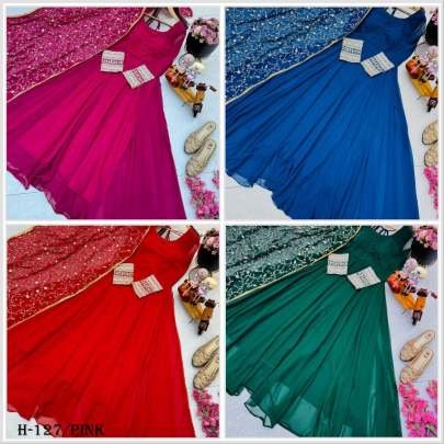 Latest Pink Georgette Anarkali Kurti and Dupatta
