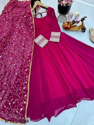 Latest Pink Georgette Anarkali Kurti and Dupatta