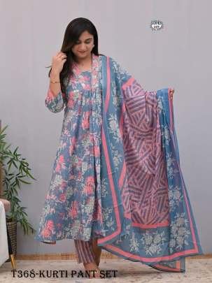 Latest Pink Pure Cotton Kurti Pant Set