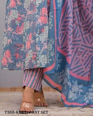 Latest Pink Pure Cotton Kurti Pant Set