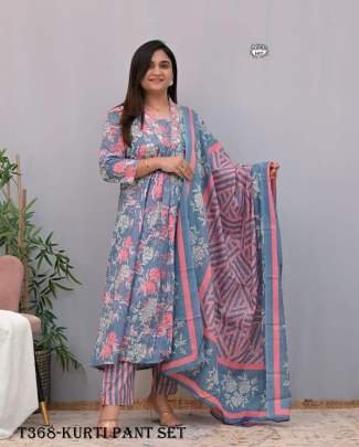 Latest Pink Pure Cotton Kurti Pant Set