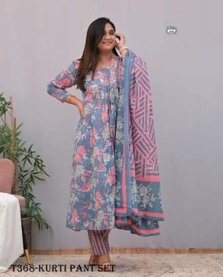 Latest Pink Pure Cotton Kurti Pant Set