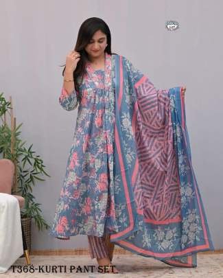 Latest Pink Pure Cotton Kurti Pant Set