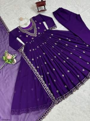 Latest Purple Georgette Suit Set For Women