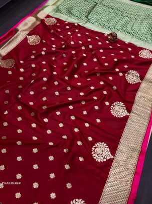 Latest Red Paakhi Soft Banarasi Silk Saree
