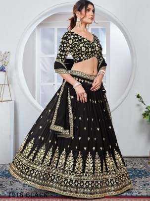 Latest Sequins Work Black Georgette Lehenga Choli