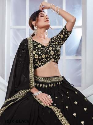 Latest Sequins Work Black Georgette Lehenga Choli