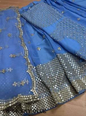 Latest Sky Blue Georgette Lehenga Choli With Dupatta