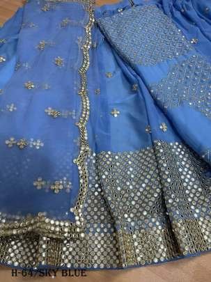 Latest Sky Blue Georgette Lehenga Choli With Dupatta