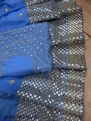 Latest Sky Blue Georgette Lehenga Choli With Dupatta