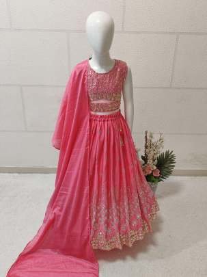 Latest Trendy Collection Kid Lehenga With Sequins Embroidery Work