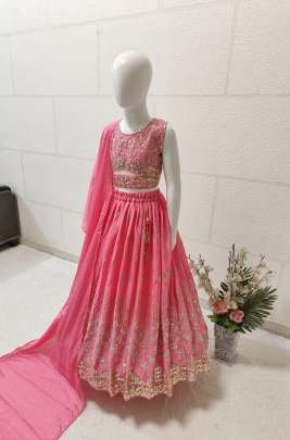 Latest Trendy Collection Kid Lehenga With Sequins Embroidery Work