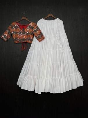 Latest White Readymade Rayon Lehenga Choli