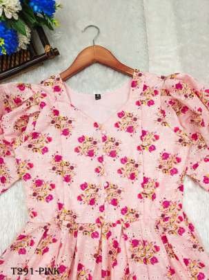 Latest Women Pink Hakoba Fancy Feeding Dress