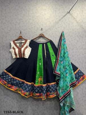 Latest Womens Wear Black Muslin Cotton Navratri Chaniya Choli