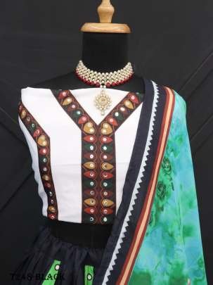 Latest Womens Wear Black Muslin Cotton Navratri Chaniya Choli