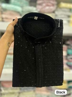 Launching  Chikan Work Rayon Black Kurta Pyjama