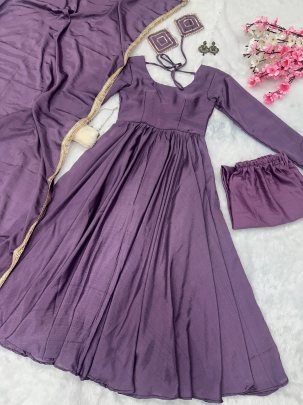 Launching Lavender Anarkali With Pant   Dupatta