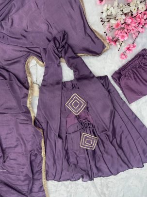 Launching Lavender Anarkali With Pant   Dupatta