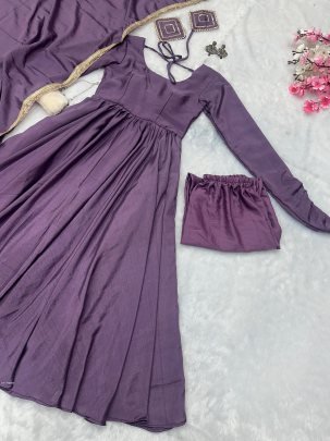 Launching Lavender Anarkali With Pant   Dupatta