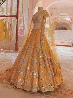 Launching Mono Satin Silk Real Mirror work Lehenga Choli