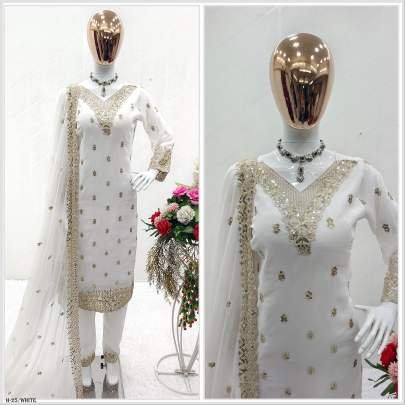 Launching New Design White Kurta  Palazzo With Dupatta Set