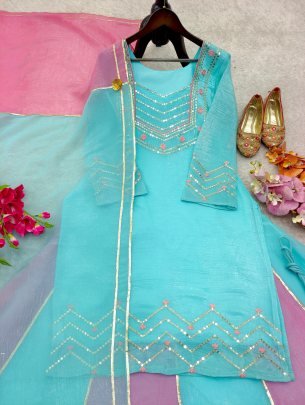 Launching New Designer Party Wear Look Heavy Curancy Silk Top Lehenga and Dupatta Set