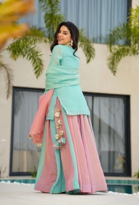 Launching New Designer Party Wear Look Heavy Curancy Silk Top Lehenga and Dupatta Set