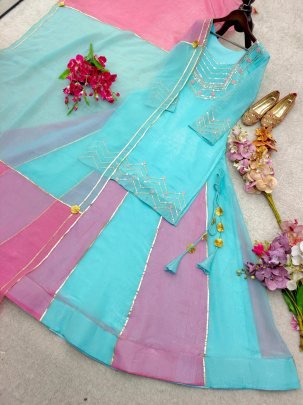 Launching New Designer Party Wear Look Heavy Curancy Silk Top Lehenga and Dupatta Set