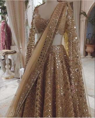 Launching New Golden Colour Lehenga with Mono Satin Silk   Foil Mirror