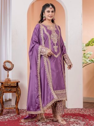 Launching New Onion Pink Chinon Silk Top Plazzo Set