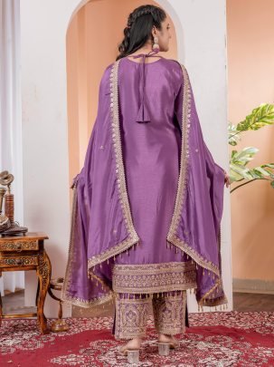 Launching New Onion Pink Chinon Silk Top Plazzo Set